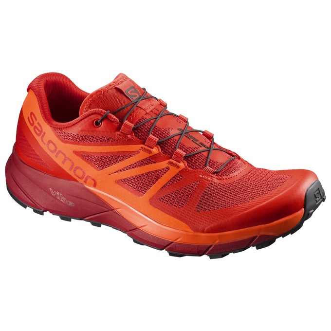 Chaussures De Trail Running Salomon Homme Rouge Foncé / Orange - Salomon SENSE RIDE - France (6397-G